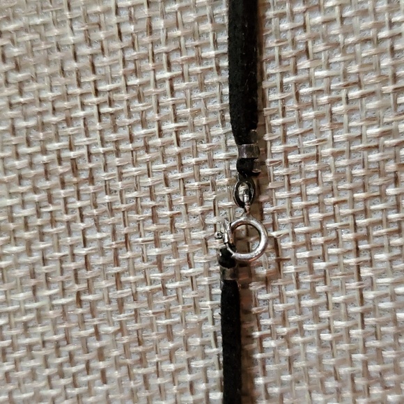 Reversible  Sterling Cross Pendant on Cord - Picture 3 of 3